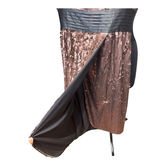 NWOT BCBGMaxAzria Reeve Metallic Bronze Sequin Faux Wrap Dress Size XS - Picture 3 of 9